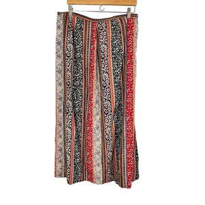 Retro Floral Striped Maxi Skirt Colorful 16 Boho Indie Folk Hippie Western Chic
